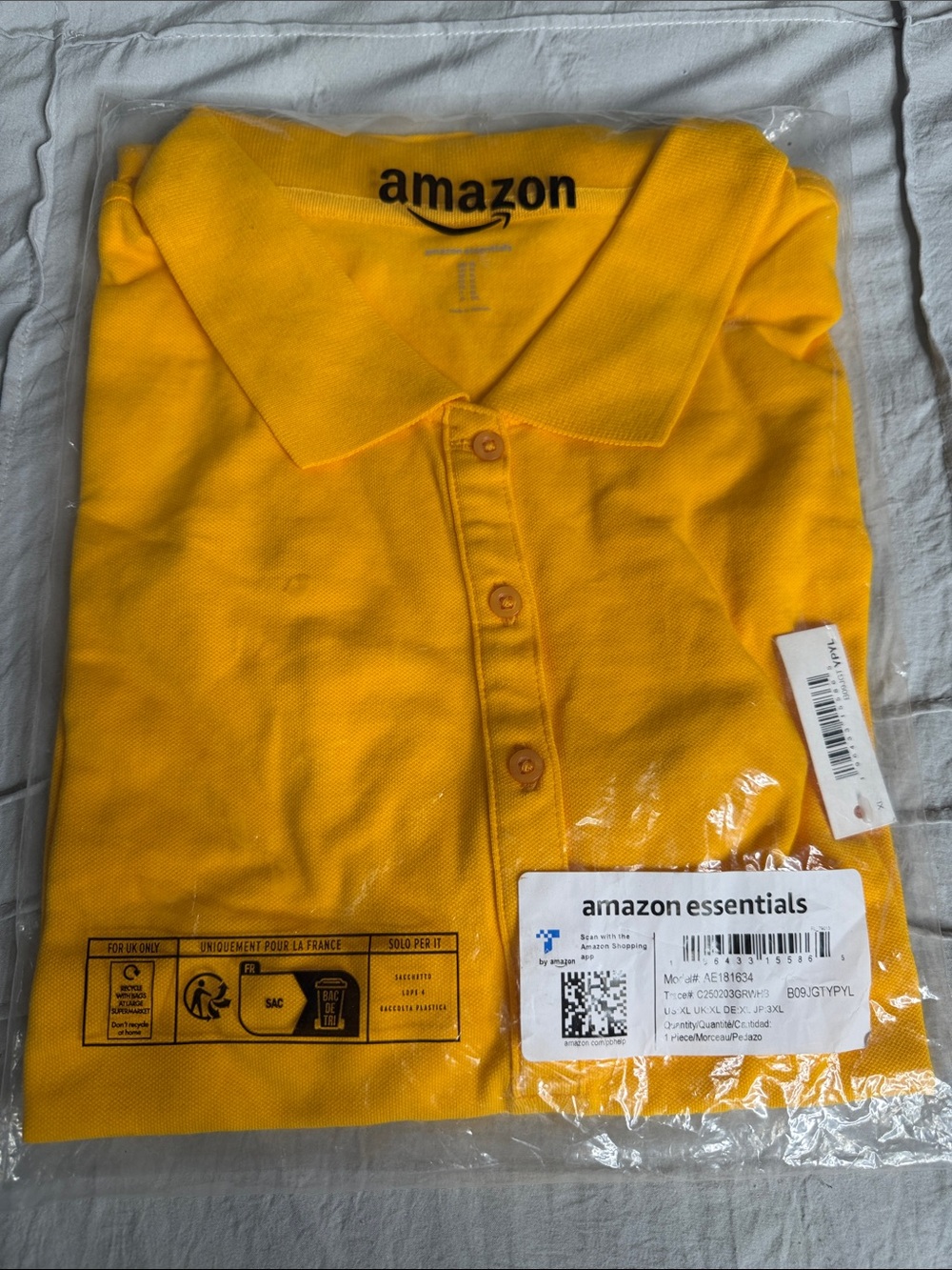 Amazon Essentials Men’s Bright Yellow Polo Shirt